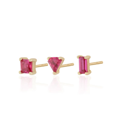 Fuchsia Pink Set of 3 Stud Earrings by Scream Pretty