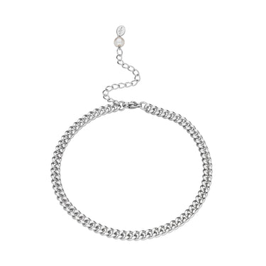 curb chain anklet with pearl in Silver by Scream Pretty