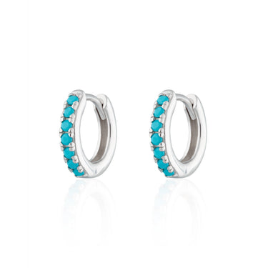 Huggie Hoop Earrings with turquoise Stones by Scream Pretty