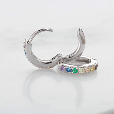 Huggie Hoop Earrings with Rainbow Stones - Scream Pretty