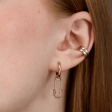 Safety Pin Charm Hoop Earrings