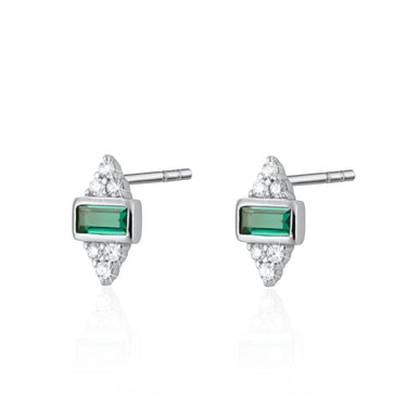 Audrey Stud Earrings with Green Stones