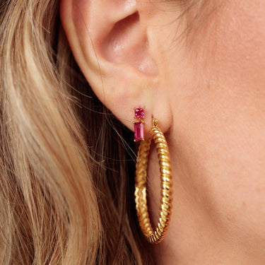 Fuchsia Baguette drop stud Earrings by Scream Pretty Australia