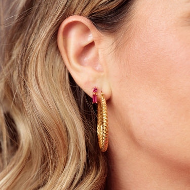 Fuchsia Baguette drop stud Earrings by Scream Pretty Australia