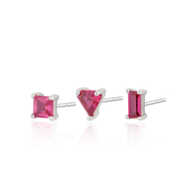 Fuchsia Pink Set of 3 Stud Earrings by Scream Pretty