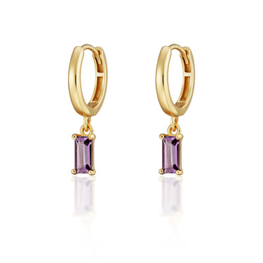 Violet Baguette Charm Hoop Earrings by Scream Pretty