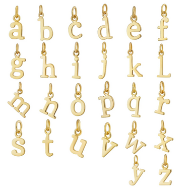 Gold letter lower case alphabet charm by Scream Pretty