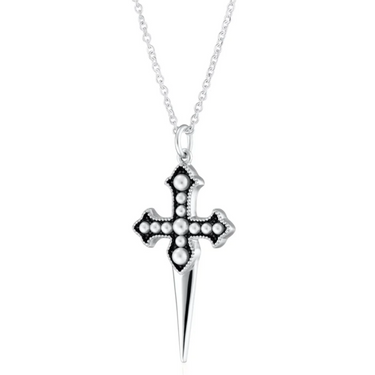 Pearl Dagger Necklace with Slider Clasp silver australia gothic cross