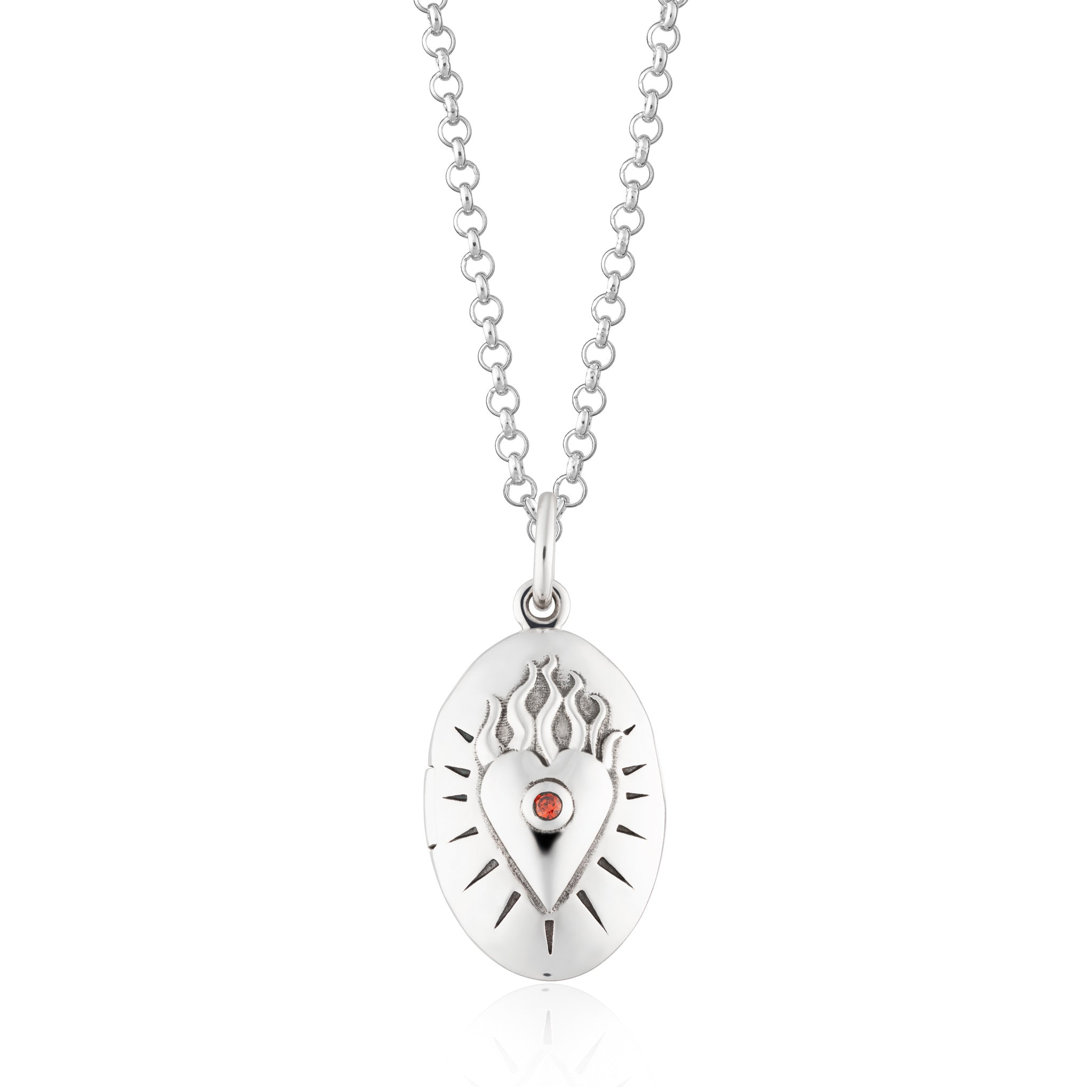 Flaming Heart Locket Necklace