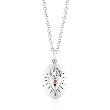 Flaming Heart Locket Necklace