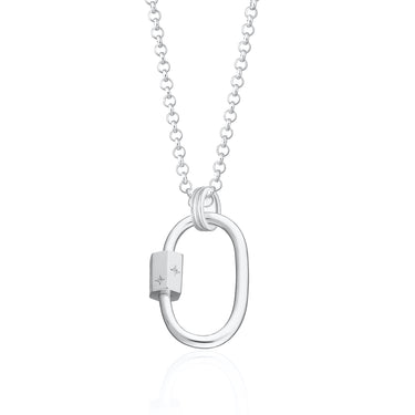 Silver Plated Oval Carabiner Charm Collector Necklace by Scream Pretty