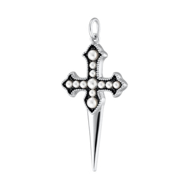 Pearl Gothic Dagger Cross Charm Scream pretty Australia Silver