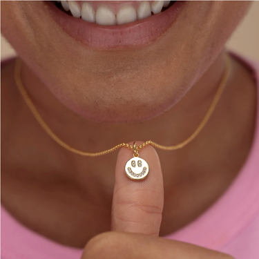 Smiley Face Charm Necklace Gold Silver Australia Sustainable Scream Pretty Australia
