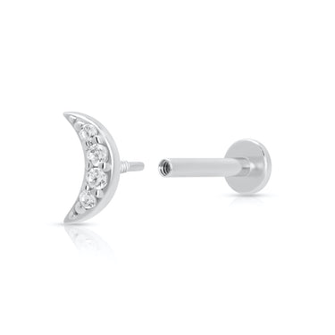 Sparkling Crescent Moon Diamond Flat Back Labret Single Earring Gold Silver Australia Affordable earrings Recycled Sterling Silver 18ct Gold Plated Birthday gift christmas present Australian mejuri arms of eve affordable fashion jewellery free australian shipping one year warranty