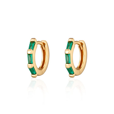 Baguette Huggie Earrings with Green Stones by Scream Pretty Jewellery