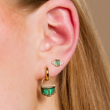 Green Cleopatra Charm Hoop Earrings
