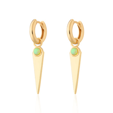 Green Opal Spike Charm Hoop Earrings by Scream Pretty