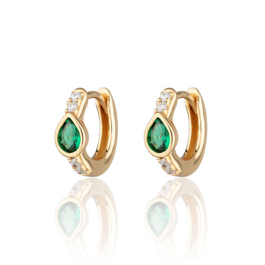 Green Teardrop huggie Hoop Earrings by Scream Pretty