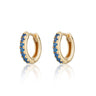 Huggie earrings with blue stones in Gold by Scream Pretty