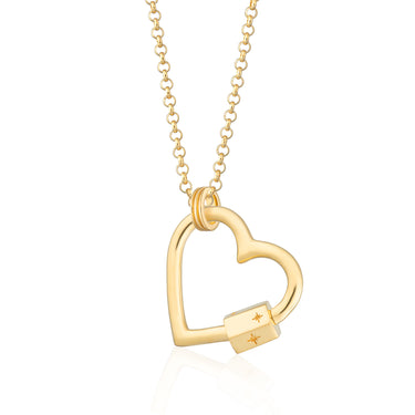Heart Carabiner Charm Collector Necklace in Gold by Scream Pretty