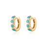 Bezel Huggie Hoop Earrings with Turquoise Stones by Scream Pretty