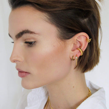 Black Stone Single Ear Cuff Gold Silver Australia Sustainable