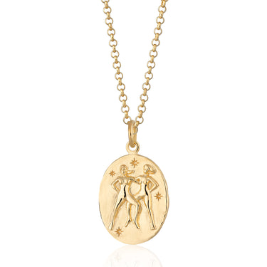 Gemini Zodiac Pendant necklace in Gold by Scream Pretty
