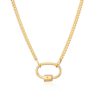Gold Plated Oval Carabiner Curb Chain Necklace by Scream Pretty