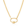 Gold Plated Oval Carabiner Curb Chain Necklace by Scream Pretty