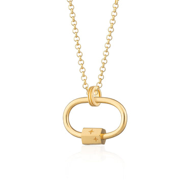 Gold Plated Oval Carabiner Charm Collector Necklace by Scream Pretty