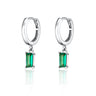 Green Baguette Charm Hoop Earrings by Scream Pretty Jewellery
