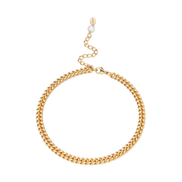 curb chain anklet with pearl in Gold by Scream Pretty