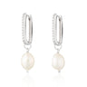 Sparkle Oval Hoop Earrings with Baroque Pearls by Scream Pretty