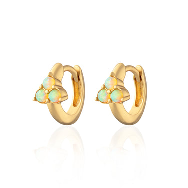 Lime Green Opal trinity huggie hoop earrings by Scream Pretty