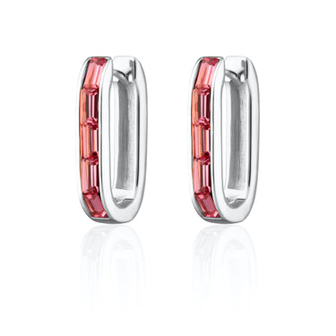 Oval Baguette Hoop Earrings with pink Stones by Scream Pretty