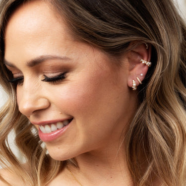 Pearl cuff discount earrings