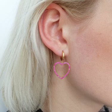 Pink Open Heart Hoop earrings by Scream Pretty