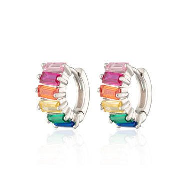 Rainbow Baguette Huggie Hoop Earrings by Scream Pretty