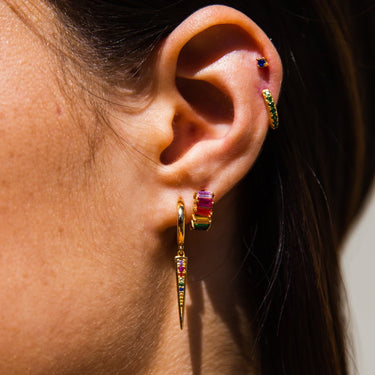 Rainbow spike charm hoop earrings by Scream Pretty