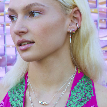Rainbow spike charm hoop earrings by Scream Pretty