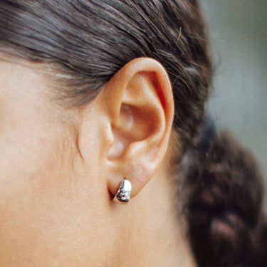Baroque Pearl Huggie Earrings in Silver by Scream Pretty