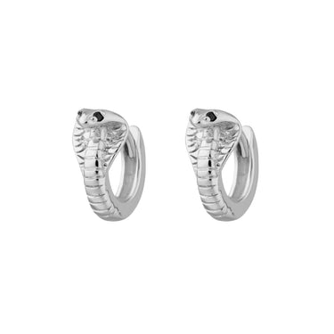 Cobra Snake Huggie Hoop earrings in silver by Scream Pretty