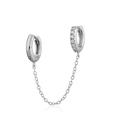 Chain Linked Huggie Hoop earring in Silver by Scream Pretty