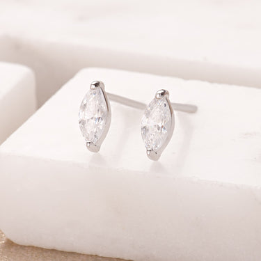 Crystal droplet stud earrings in Silver by Scream Pretty
