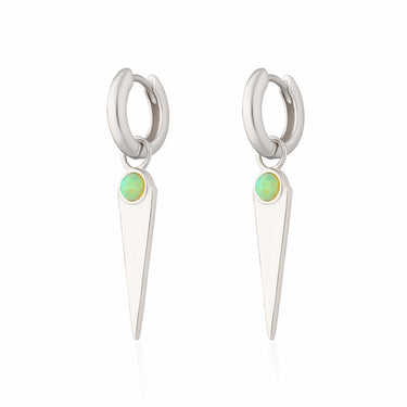 Green Opal Spike Charm Hoop Earrings by Scream Pretty