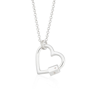 Heart Carabiner Charm Collector Necklace in Silver by Scream Pretty