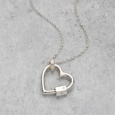 Heart Carabiner Charm Collector Necklace in Silver by Scream Pretty