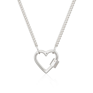 Heart Carabiner Curb Chain Necklace in silver by Scream Pretty