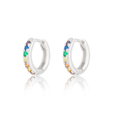 Huggie Hoop Earrings with rainbow Stones by Scream Pretty