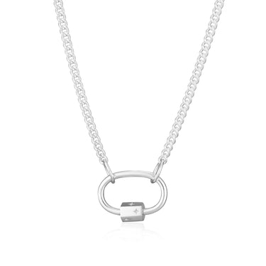 Silver Oval Carabiner Curb Chain Necklace by Scream Pretty